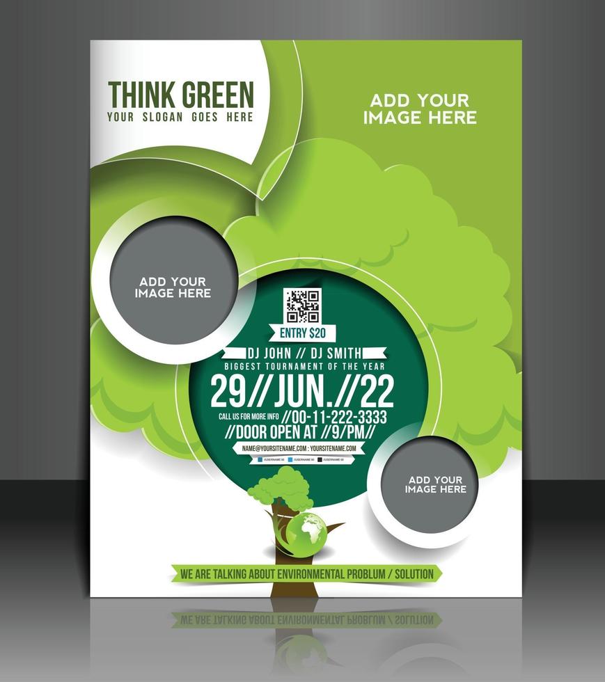 Think green brochure template design vector