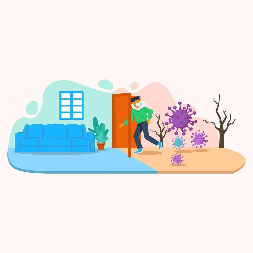 Stay safe in home illustration concept vector