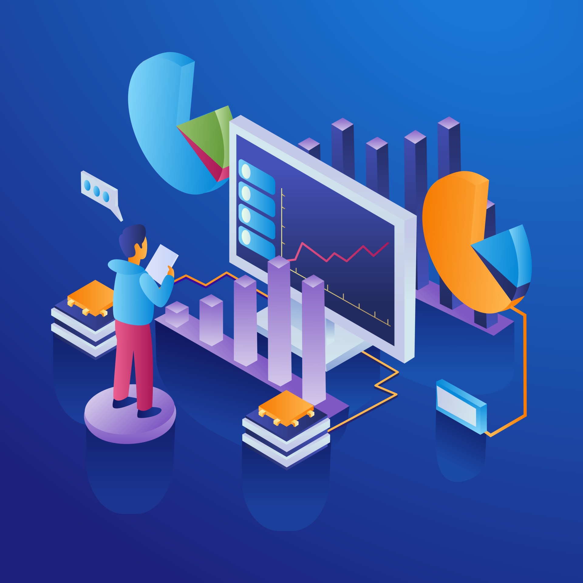 Data analysis isometric illustration concept 2774526 Vector Art at Vecteezy