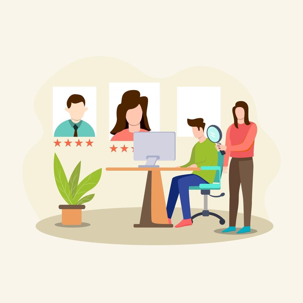 Online job interview illustration concept vector