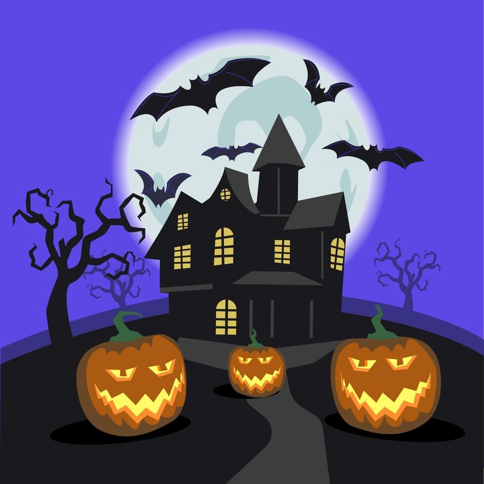 Scary house Halloween concept illustration vector