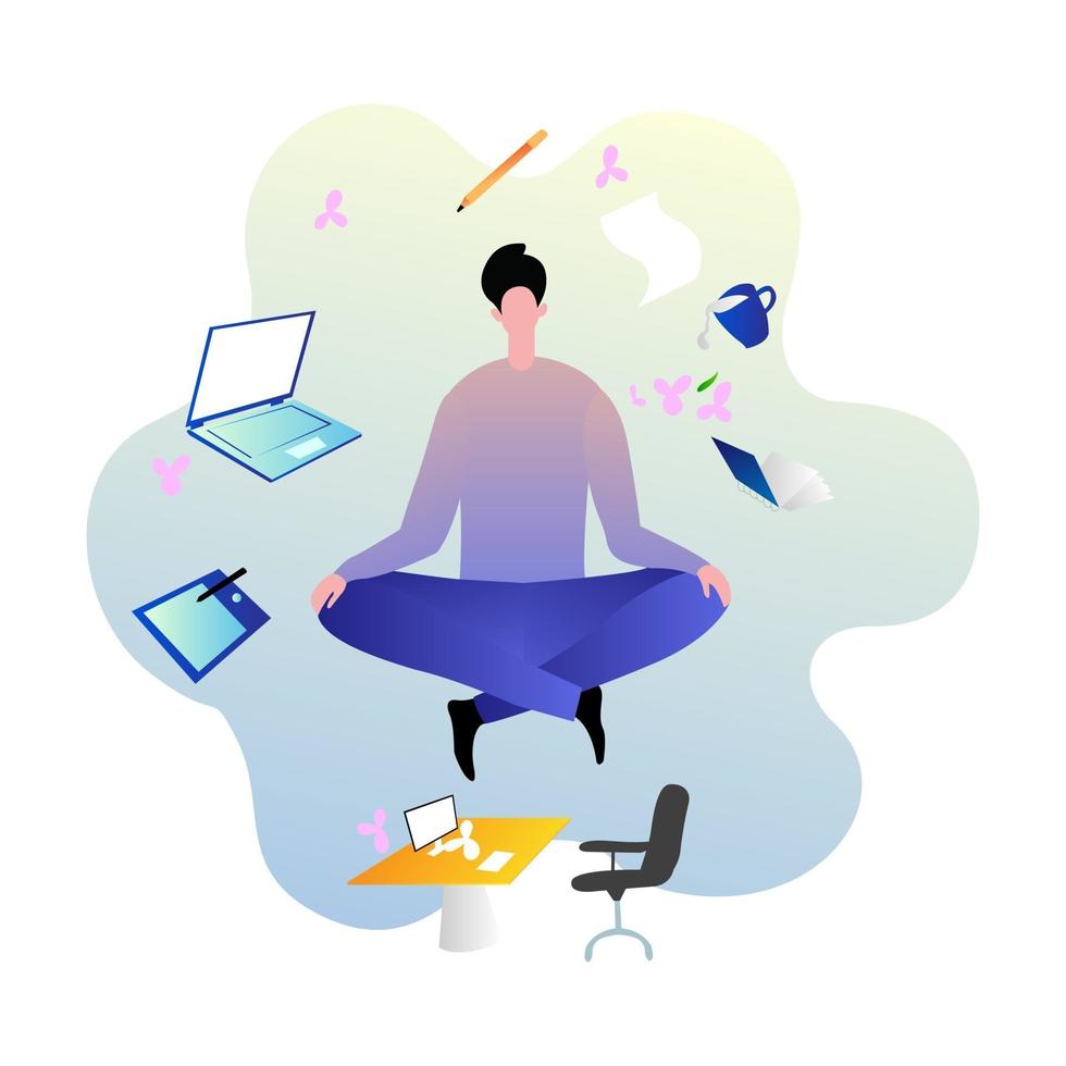 Office yoga illustration concept vector