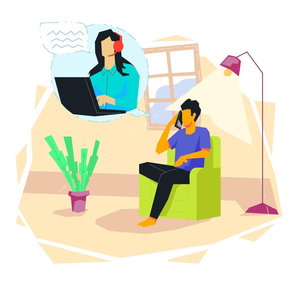 Talking to call center illustration concept vector