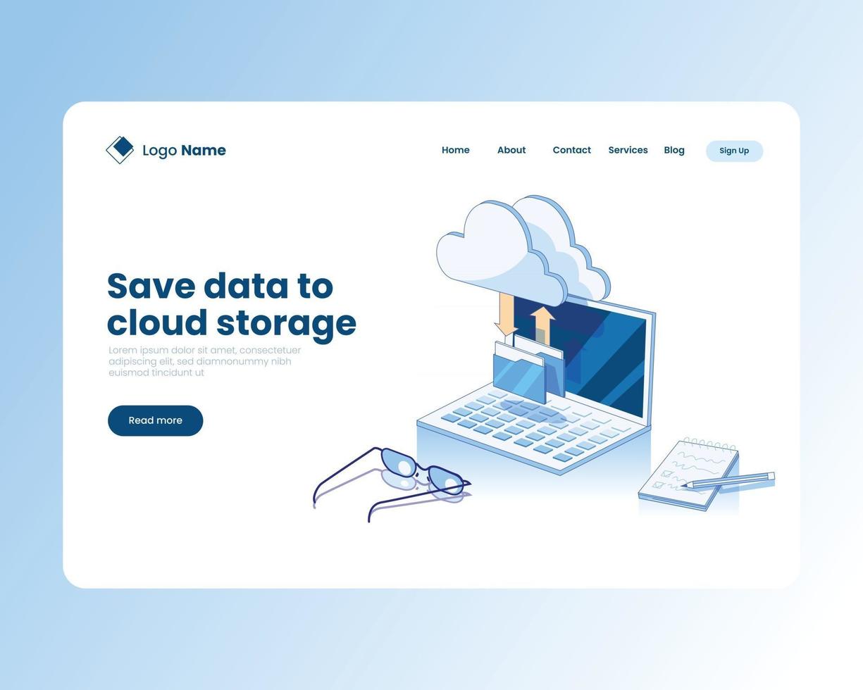 Uploading data to cloud storage illustration concept vector