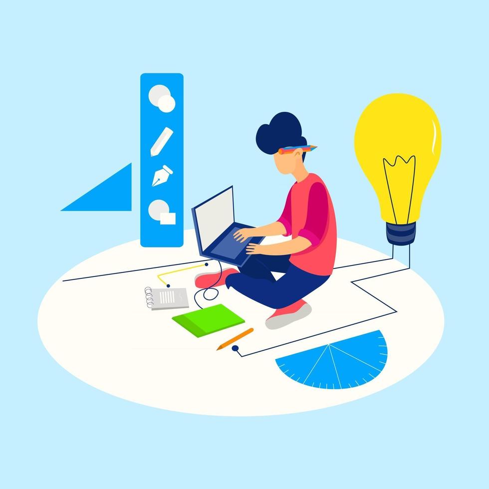 Designer working on project vector illustration concept