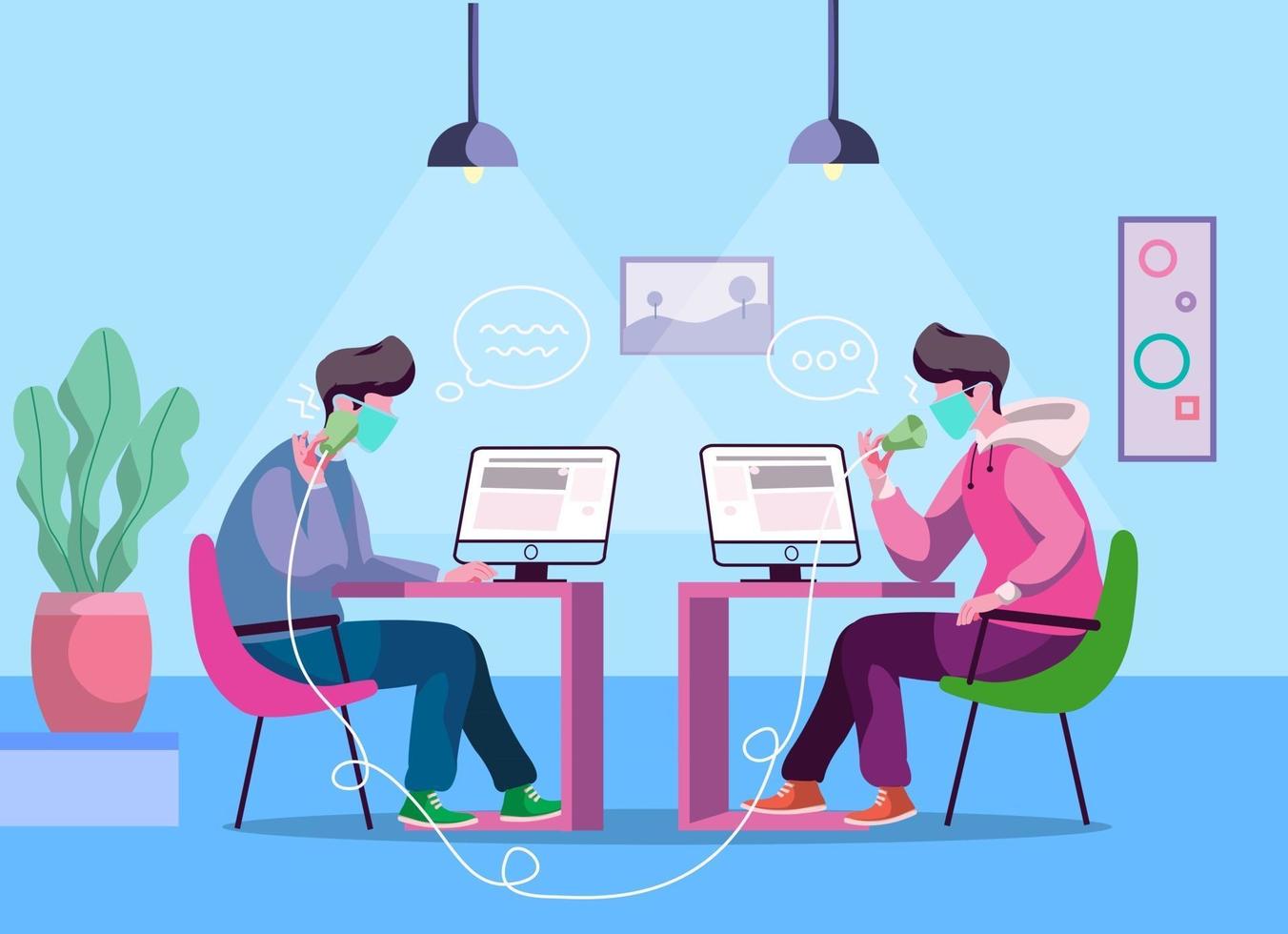 Safe distancing office work illustration concept vector