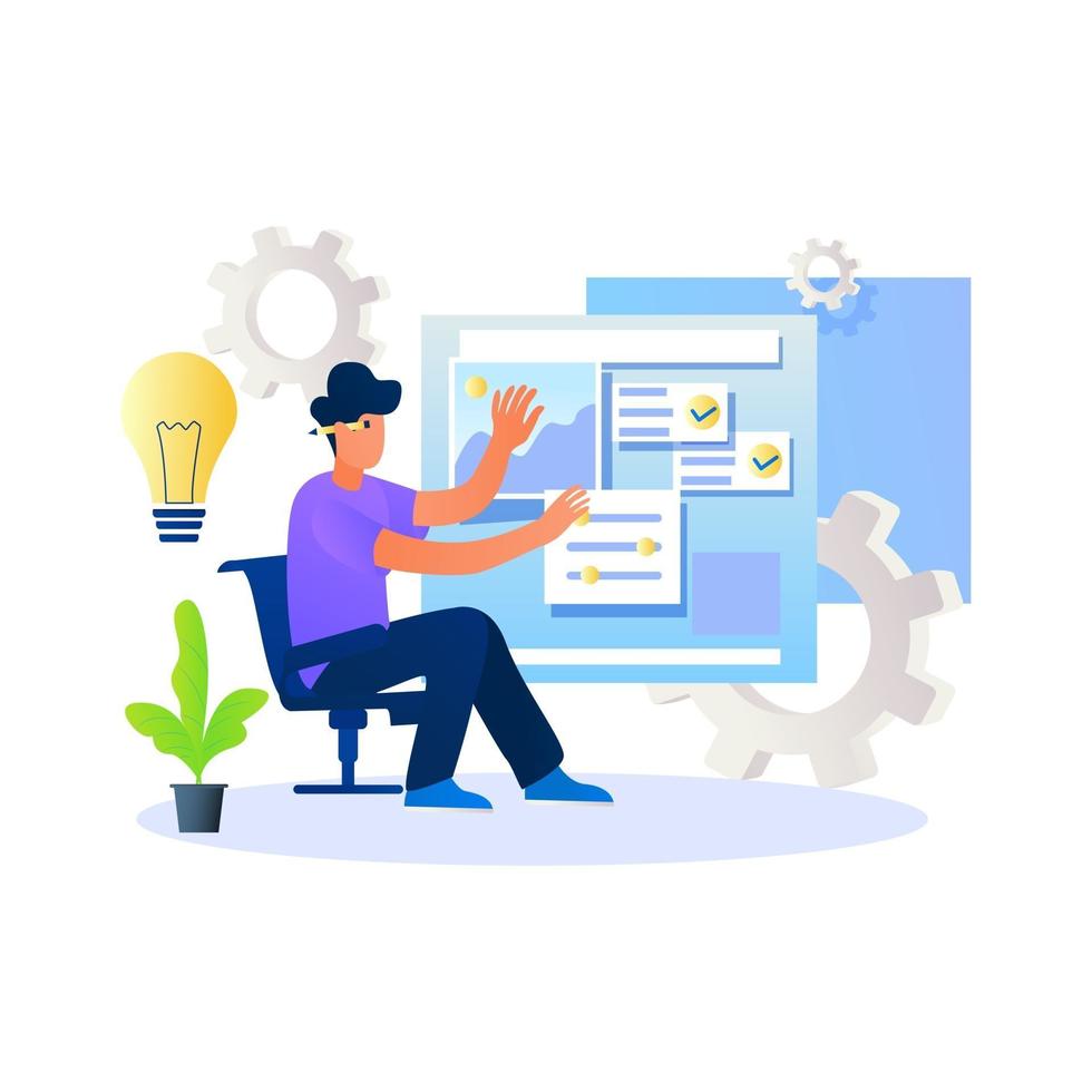 Web developer designing web layout illustration concept vector