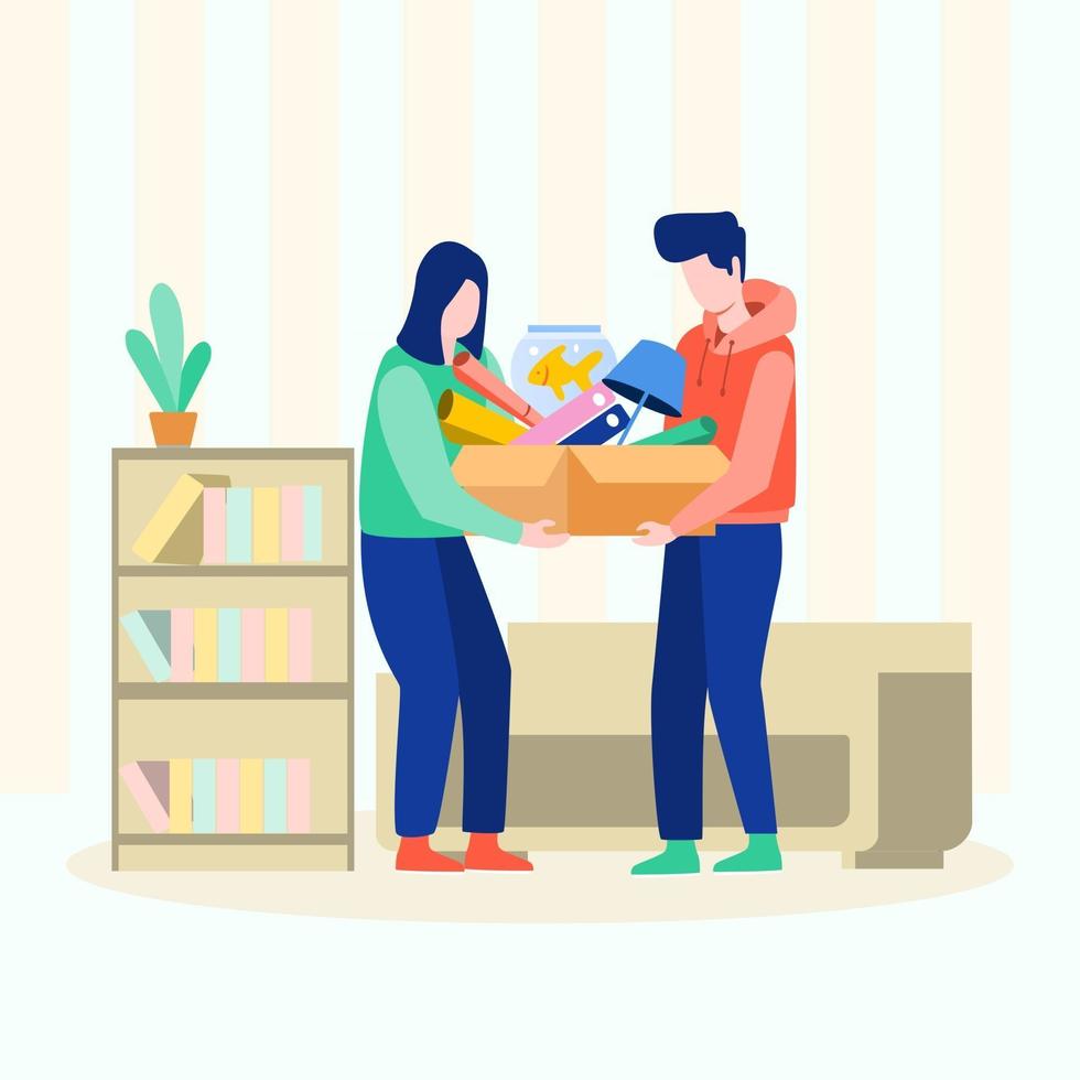 Office moving helping each other illustration concept vector