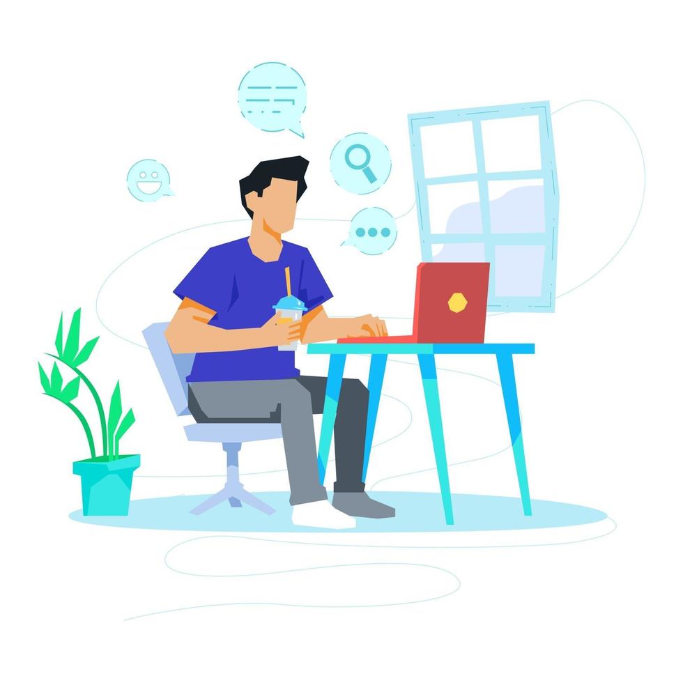 Man searching in computer concept illustration vector