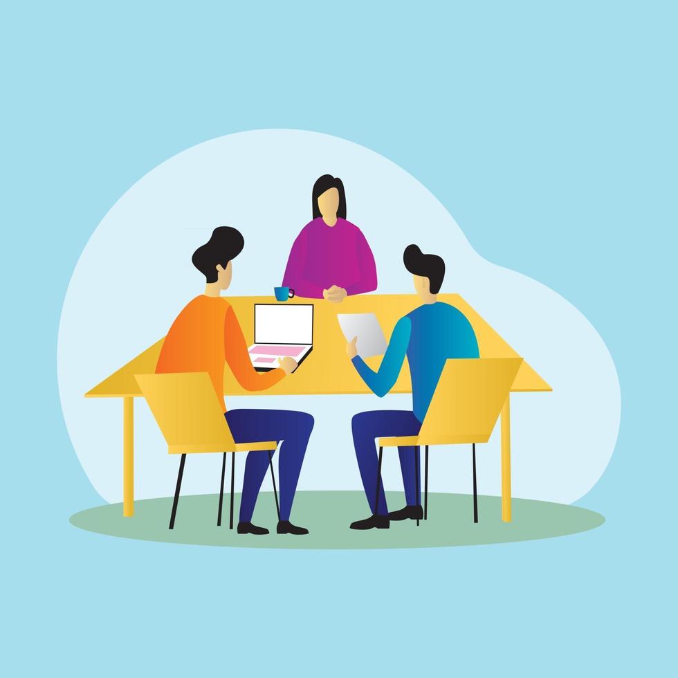 Corporate office meeting illustration vector  Office employer planning business work concept
