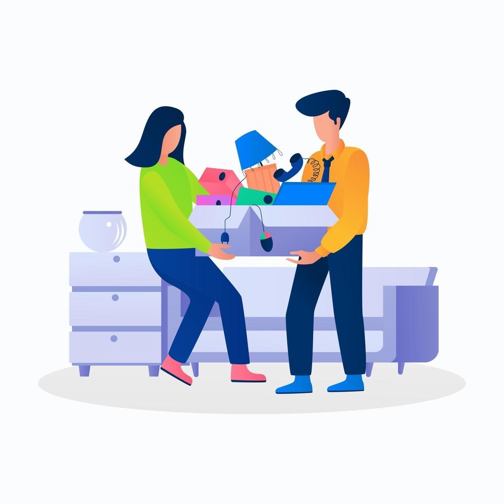 Office shifting employee helping each other illustration concept vector