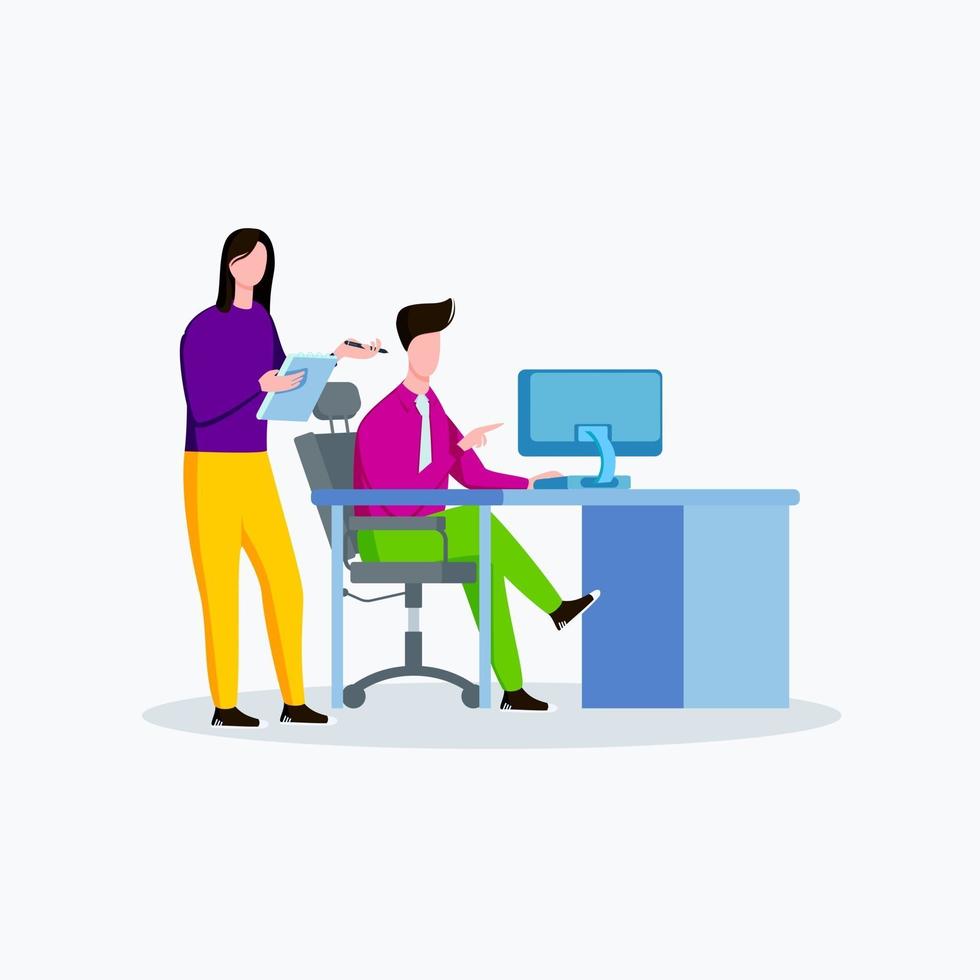 Office workers helping each other illustration concept vector