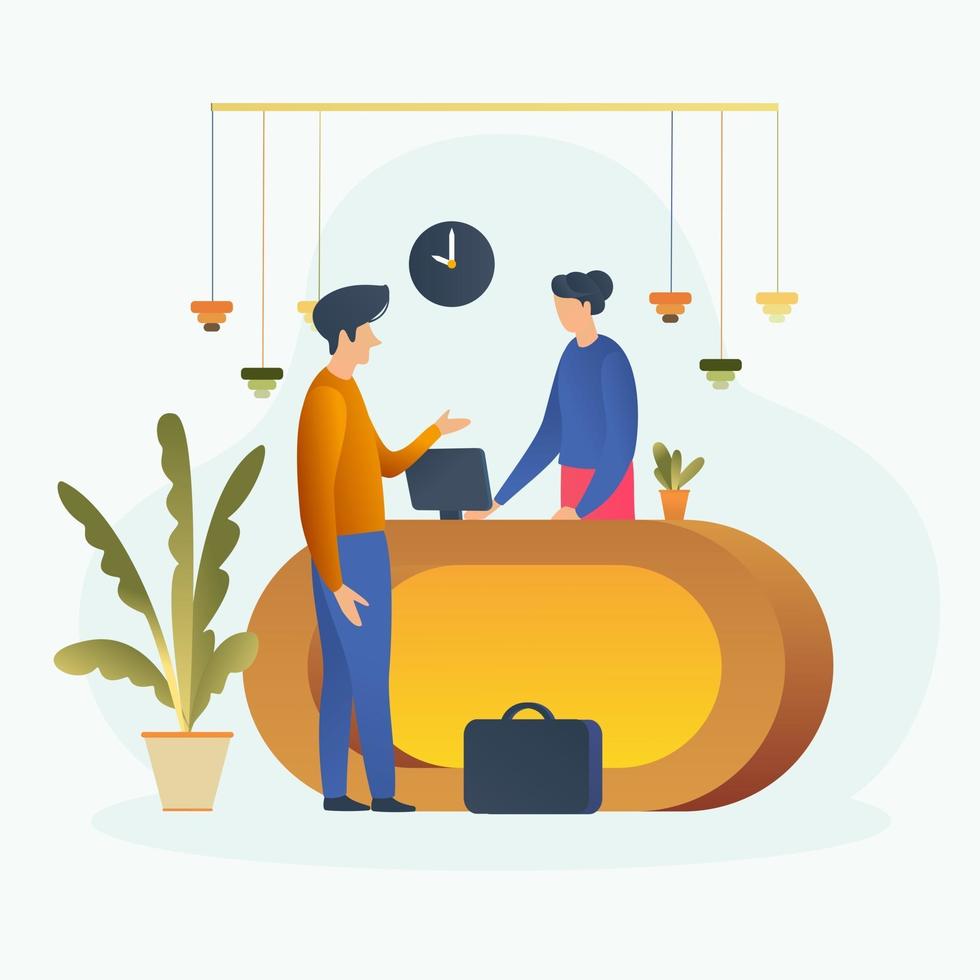 Hotel reception illustration concept vector