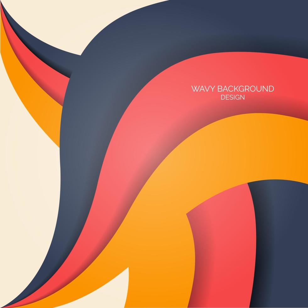 3 colors wavy background design vector