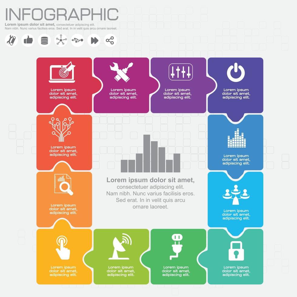 Infographic design template and business concept with 12 options, parts, steps or processes. Can be used for workflow layout, diagram, number options, web design. vector