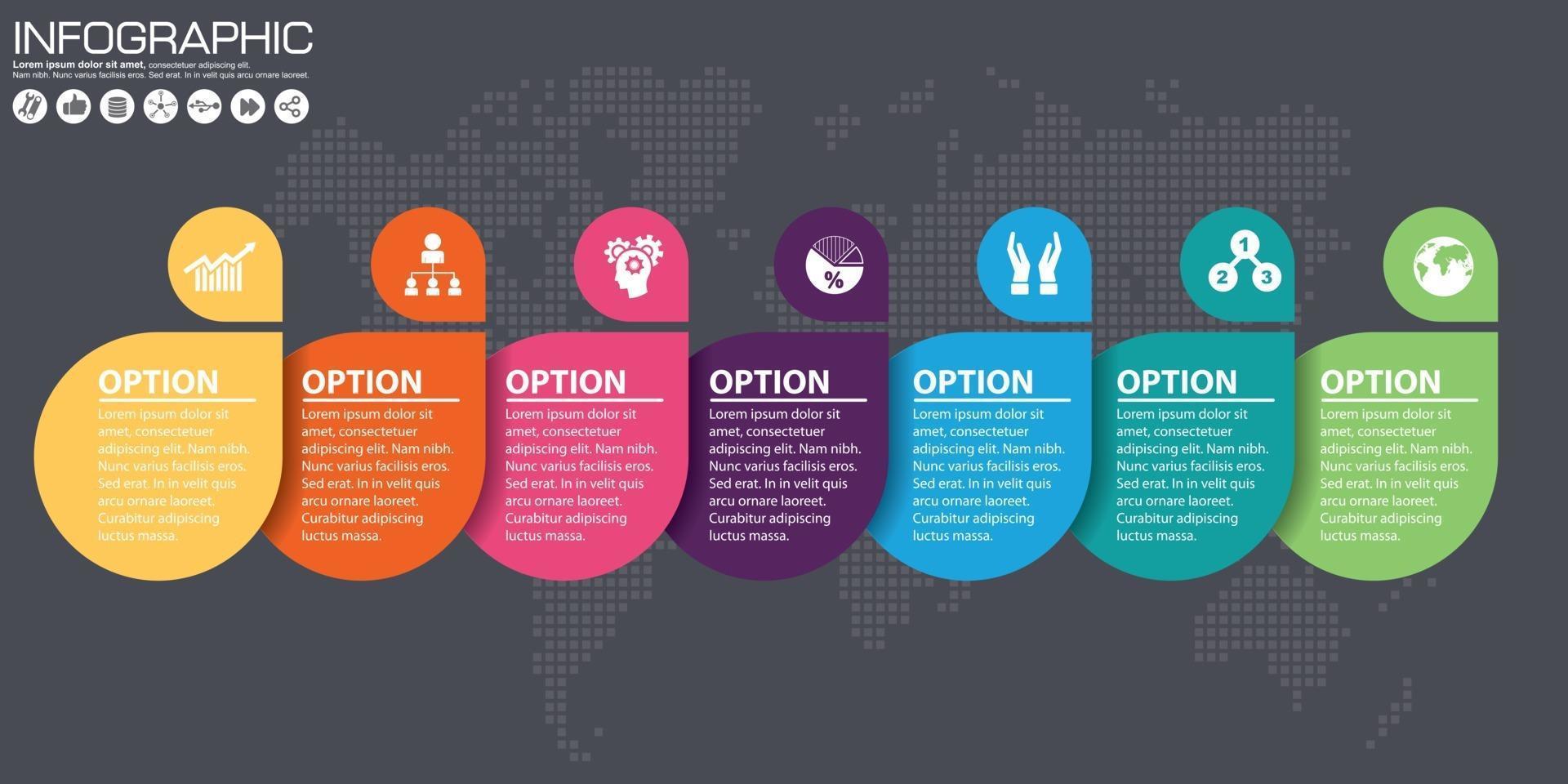 Plantilla de diseño de infografías de línea de tiempo con opciones, diagrama de proceso, ilustración vectorial eps10 vector