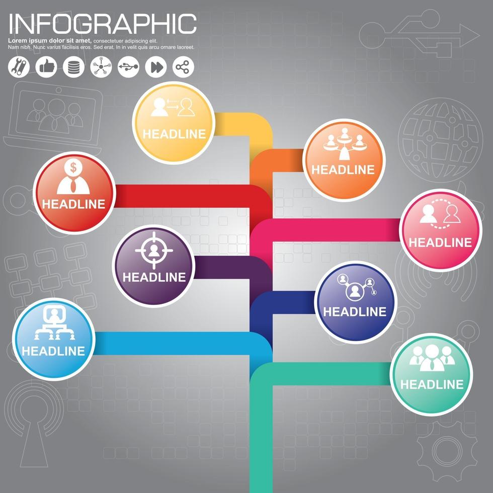 Business tree timeline infographics. Vector illustration. Can be used for workflow layout, banner, diagram, web design template.