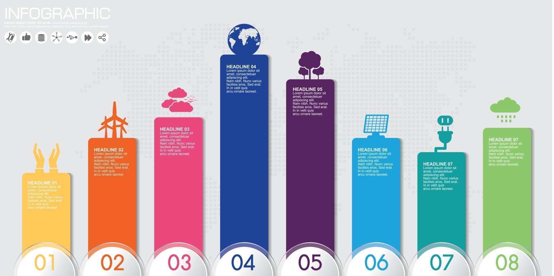 Plantilla de diseño de infografías de línea de tiempo con opciones, diagrama de proceso, ilustración vectorial eps10 vector