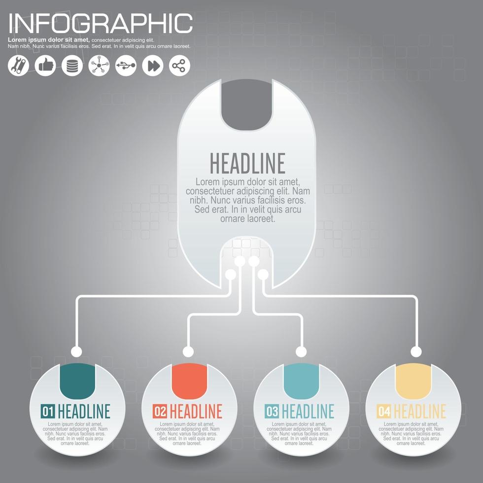 gráfico de información de círculo de negocios, diagrama, presentación de cinco pasos vector