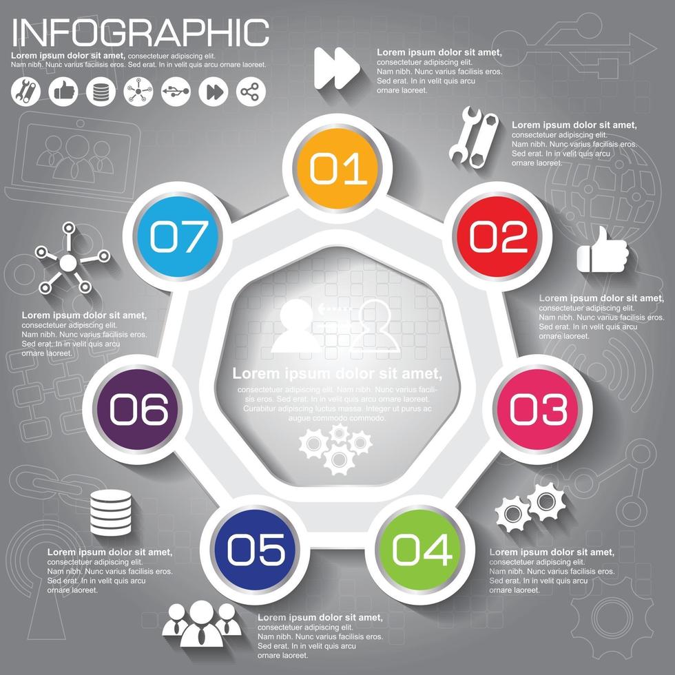Infographic design template and business concept with 6 options, parts, steps or processes. Can be used for workflow layout, diagram, number options, web design. vector