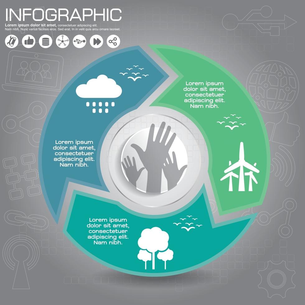 diagrama infográfico redondo conectado. gráfico circular con 3 opciones. Pasos de progreso en papel para el tutorial con dos partes. banner de secuencia de concepto de negocio aislado. diseño de flujo de trabajo eps10. vector