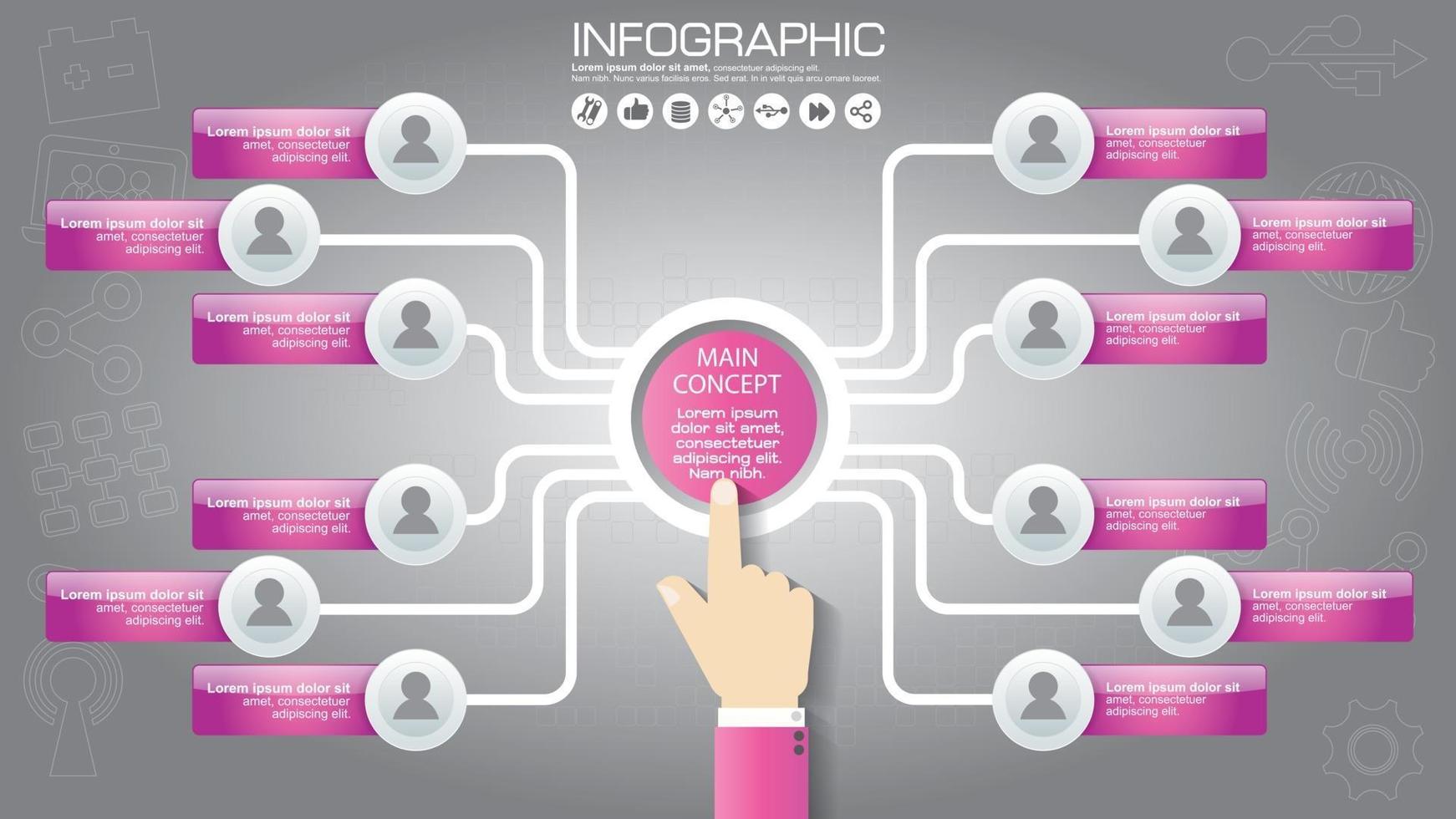 parte del informe con el logotipo y los iconos establecidos. concepto de negocio con cinco opciones. infografía vectorial de tecnología o proceso educativo. plantilla web de un diagrama, diagrama o presentación piramidal. vector