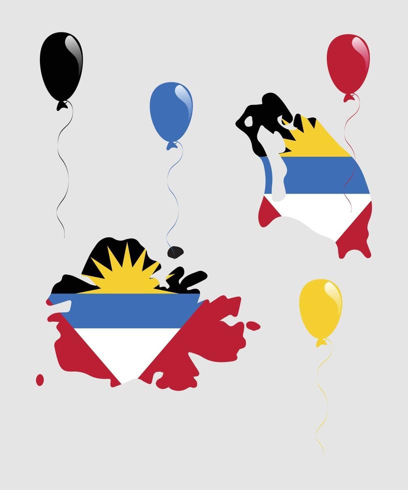 Antigua and Barbuda Flag Clip Masked Inside Map vector