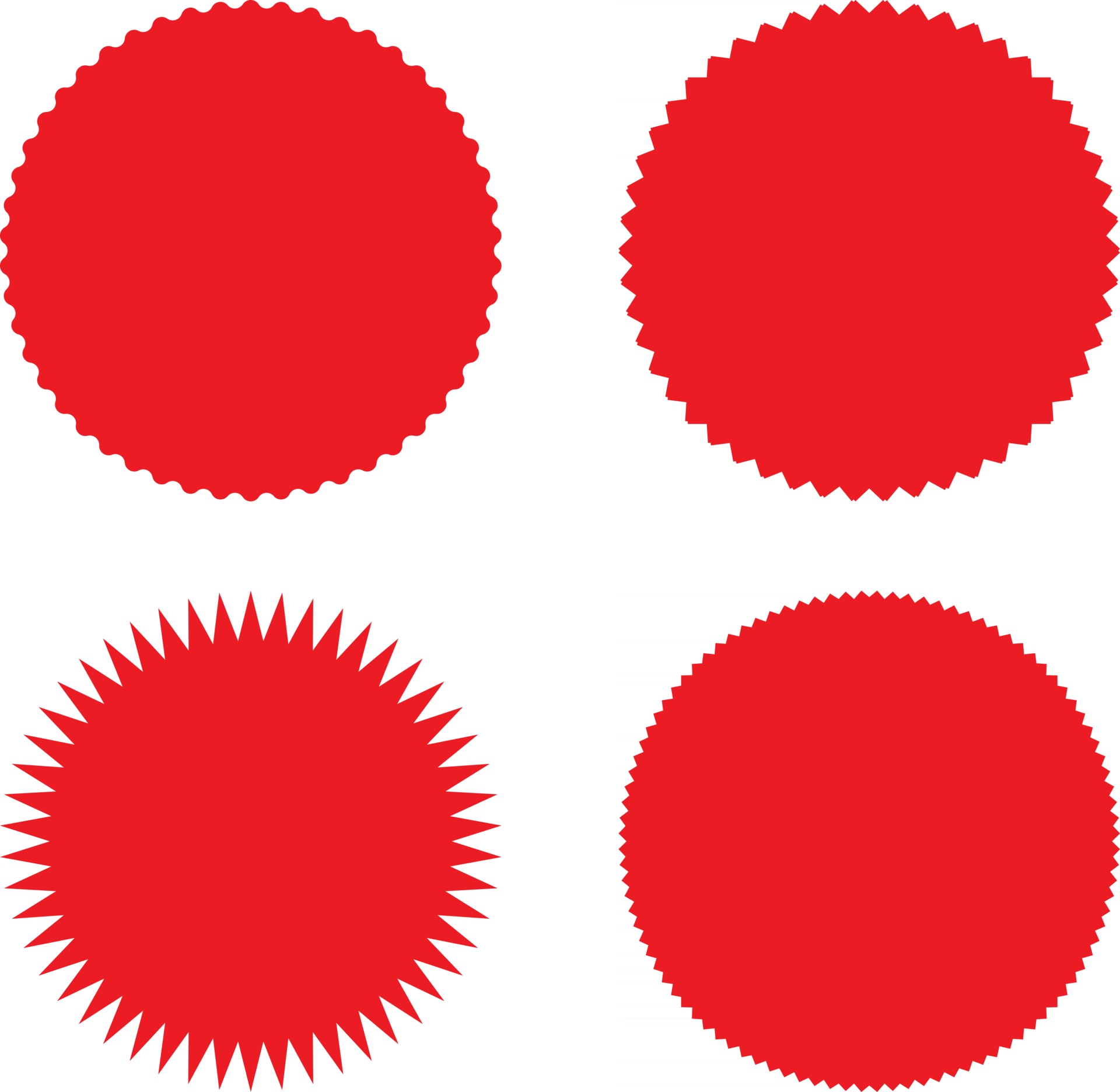 Set of Blank Template of Red Price Stickers or Tags in Circle Shapes