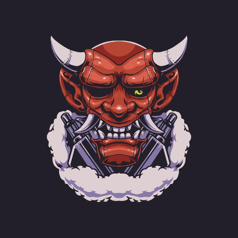 Mechanic japanese oni vape theme vector