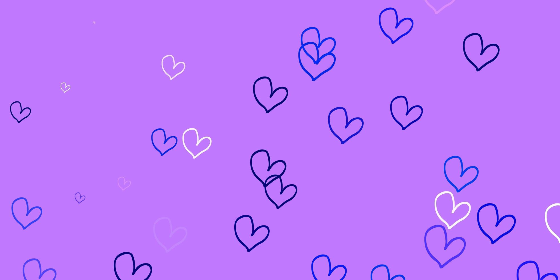 Light Pink, Blue vector pattern with colorful hearts.