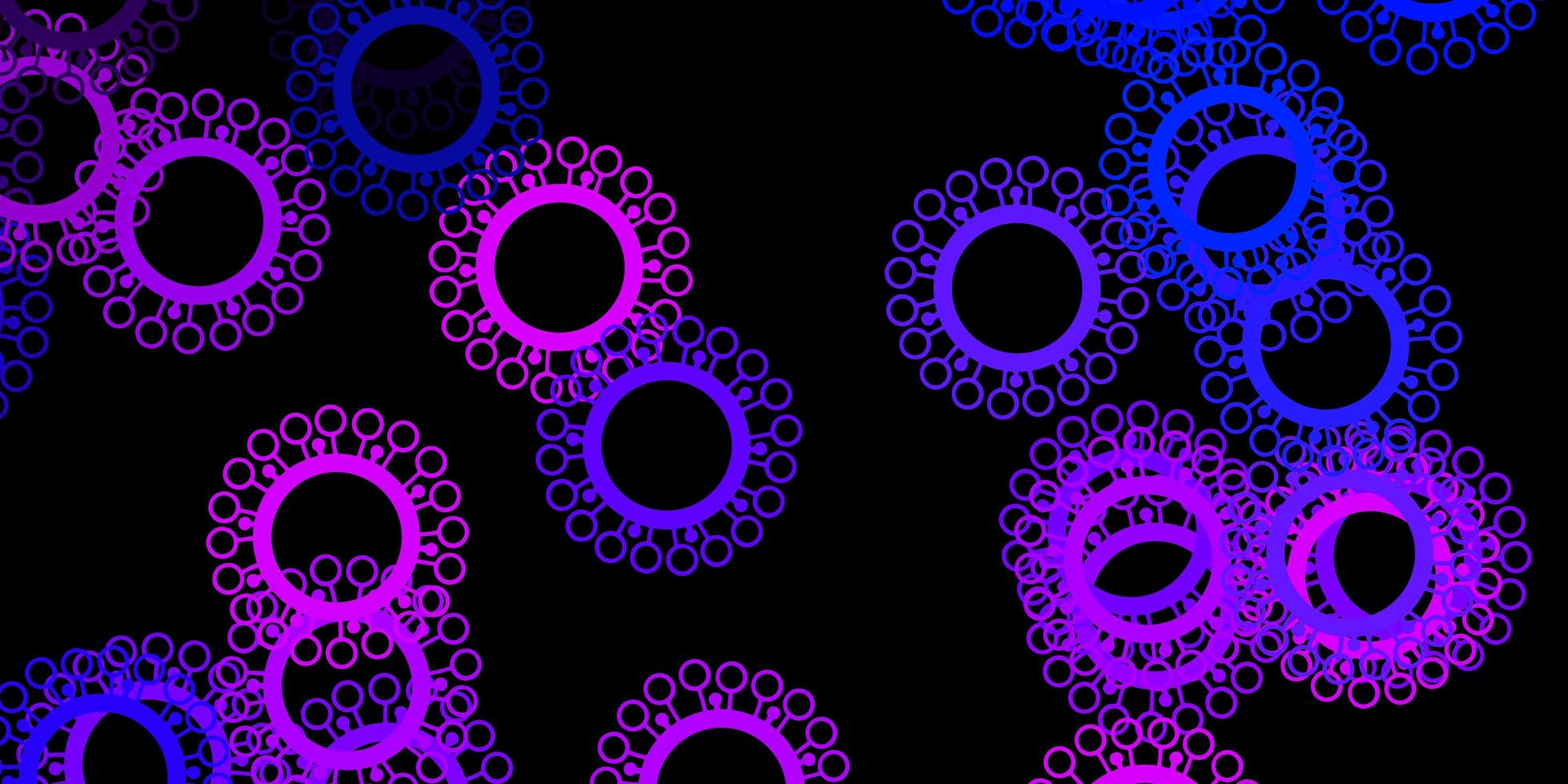Fondo de vector de color rosa oscuro, azul con símbolos de virus.