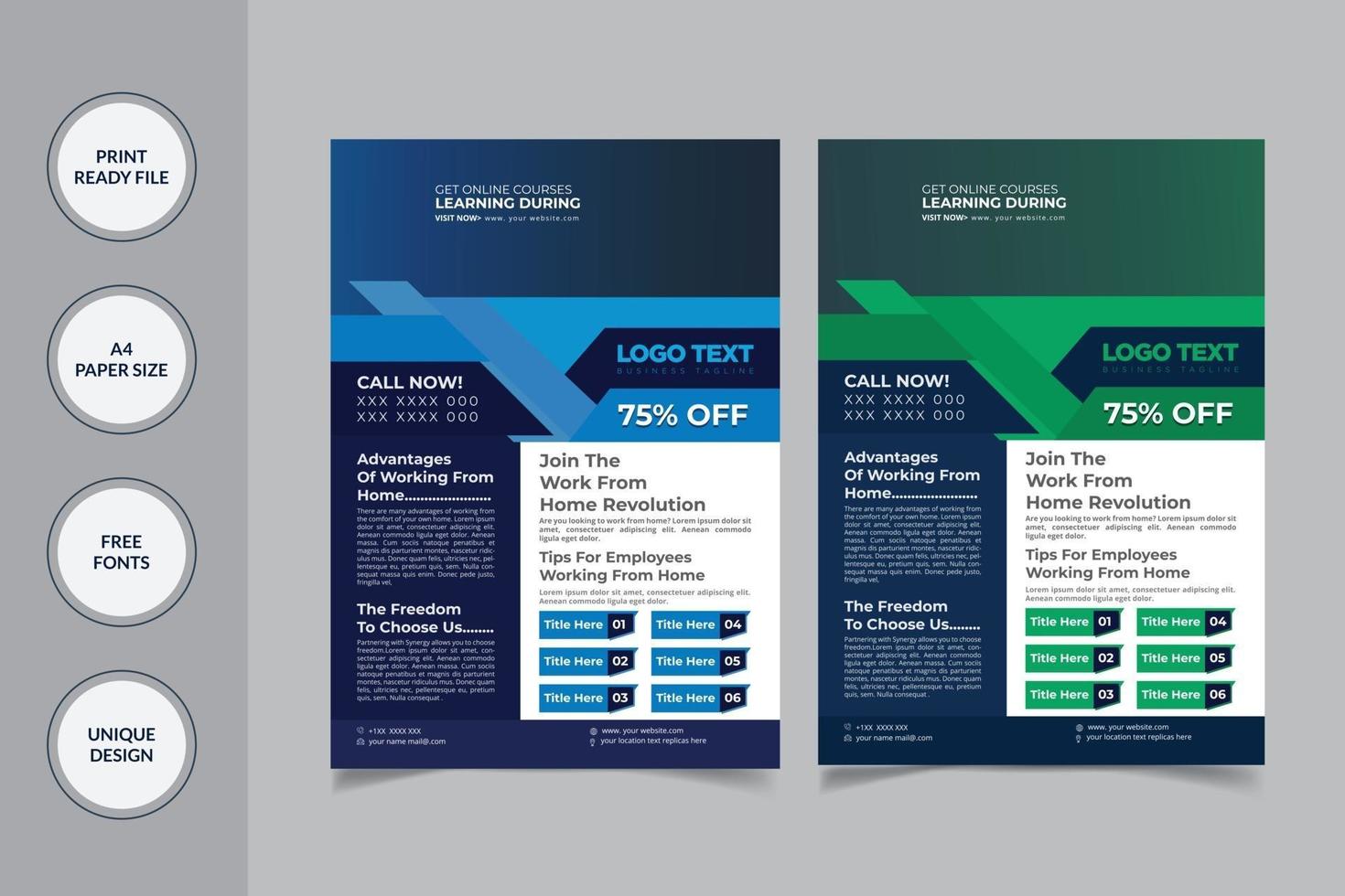 Work Online Flyer Design template vector