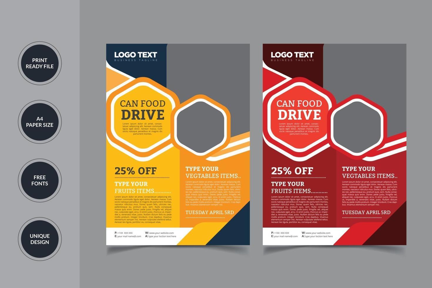 Food Drive Flyer Template vector