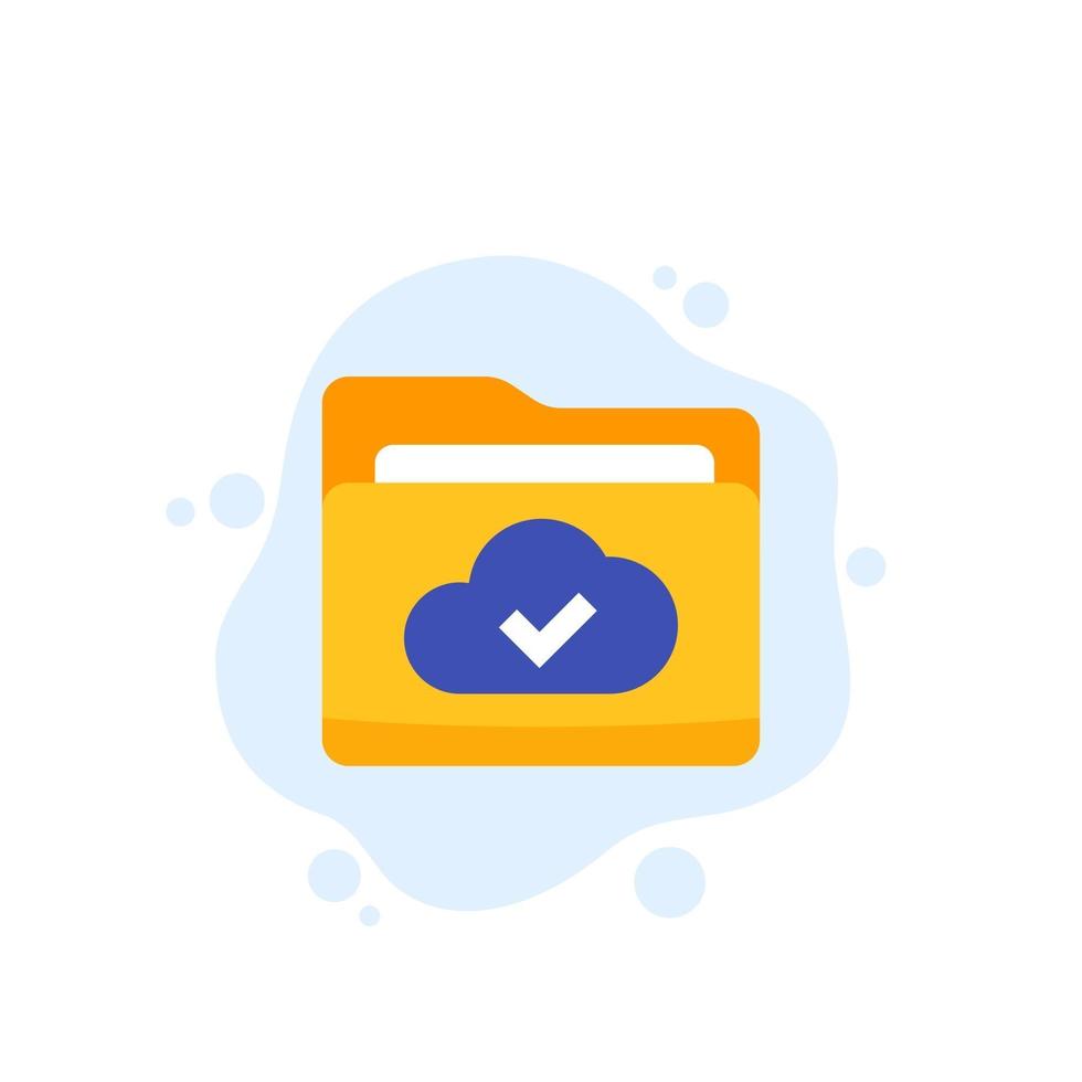 cloud folder with documents vector icon