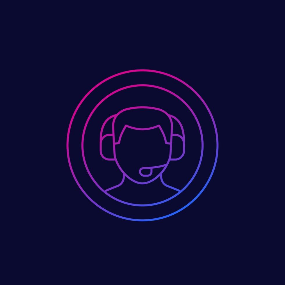 customer service, call center, help linear icon vector