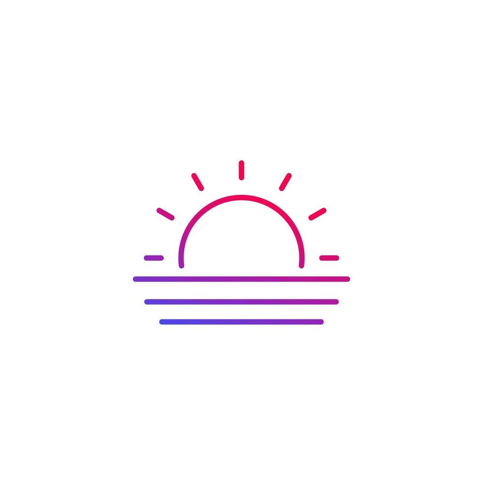 Sunset icon, line vector