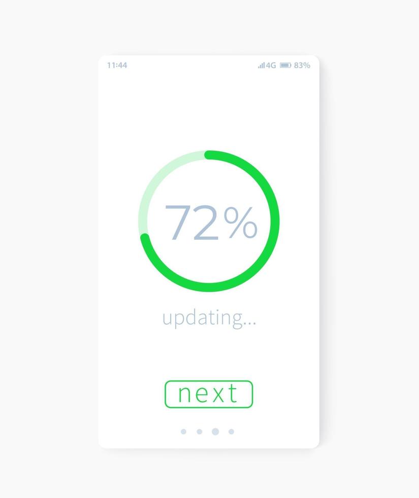 pantalla de progreso, actualización, interfaz móvil, interfaz de usuario vectorial vector