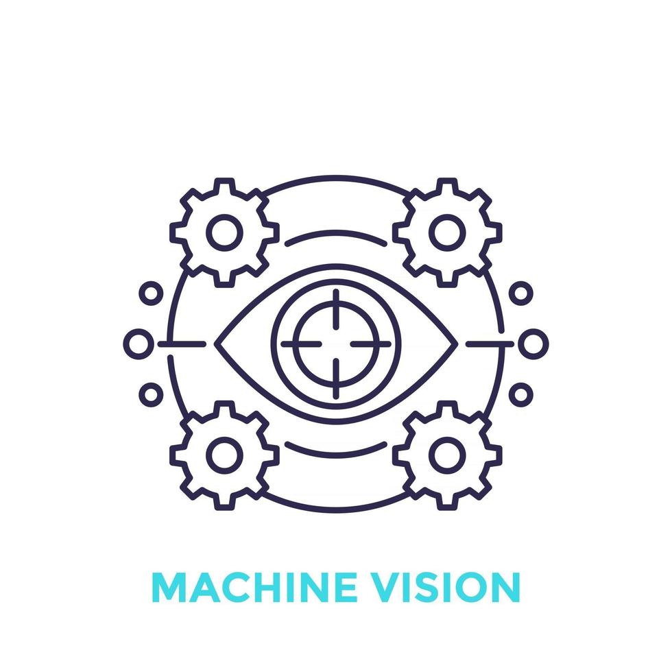 Machine vision icon, visual recognition line vector