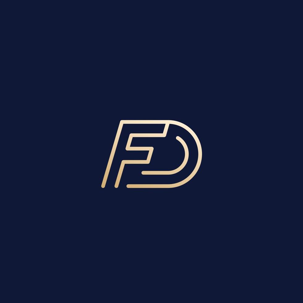 FD letters logo, line vector design