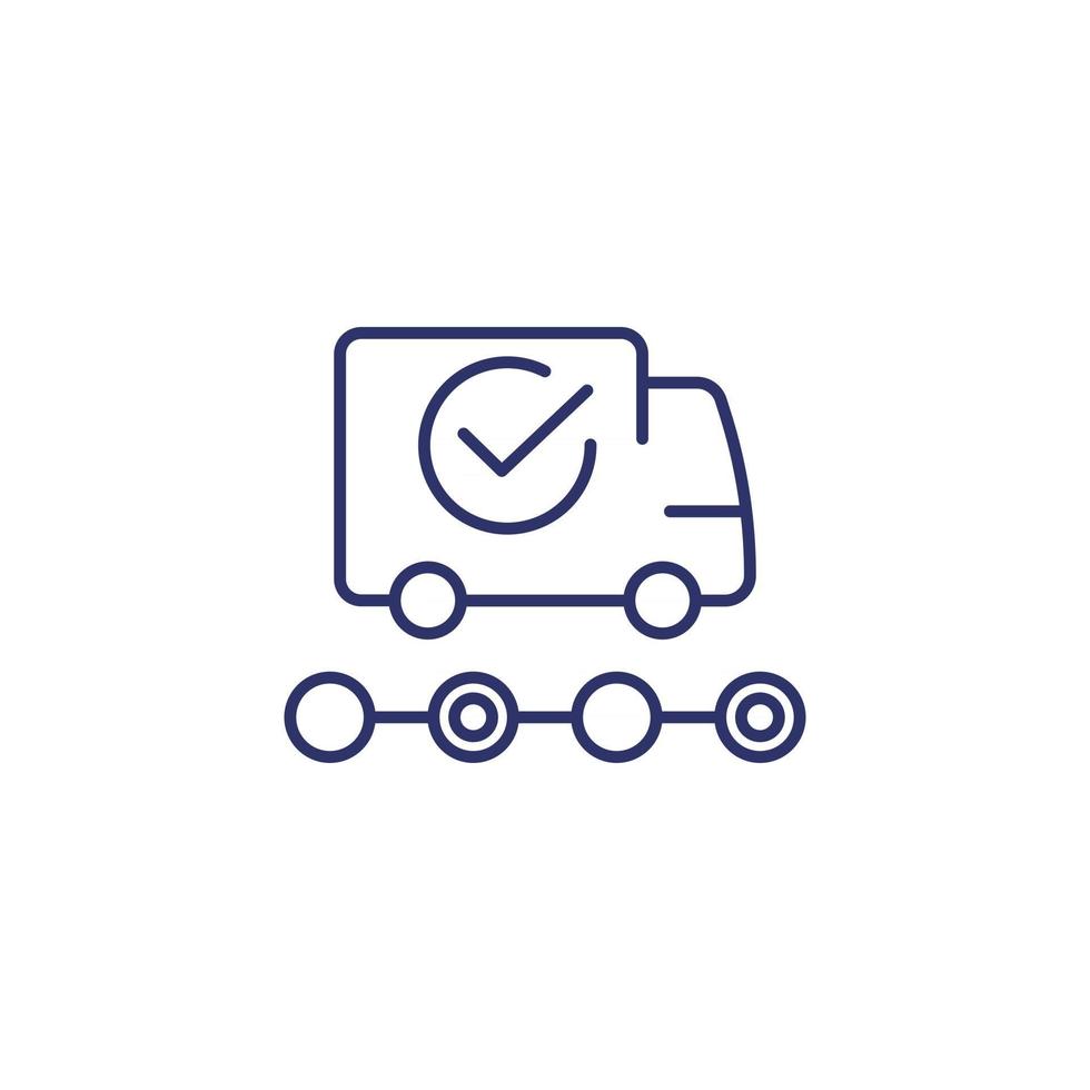 delivery truck line icon on white vector