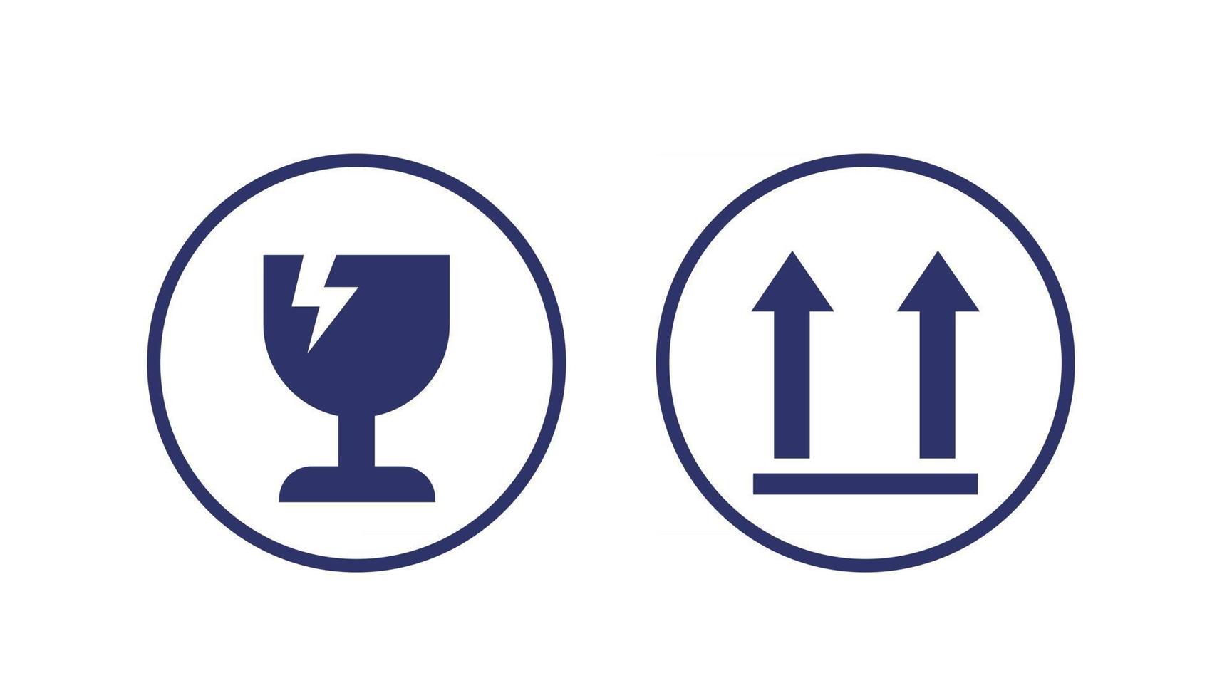 fragile symbols, vector icons on white