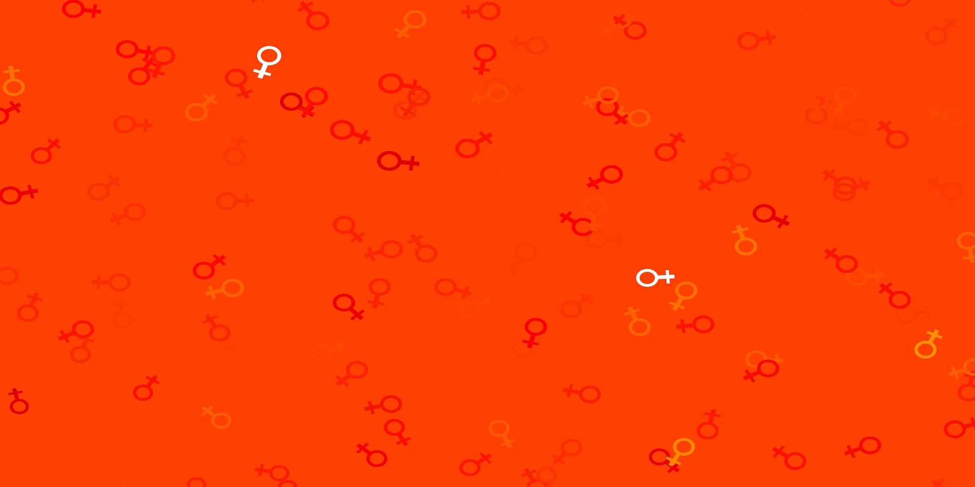 Light Orange vector texture with women's rights symbols.