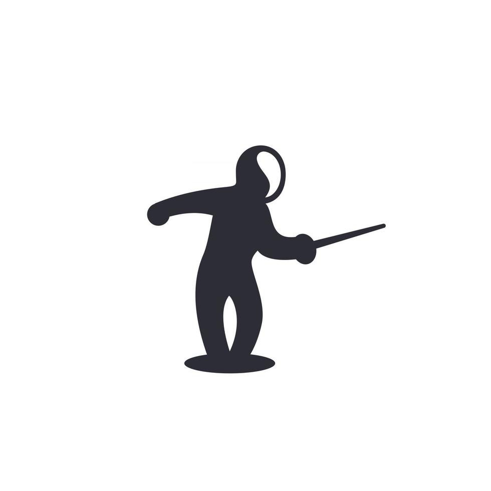 Fencing icon, attacking fencer with sword vector