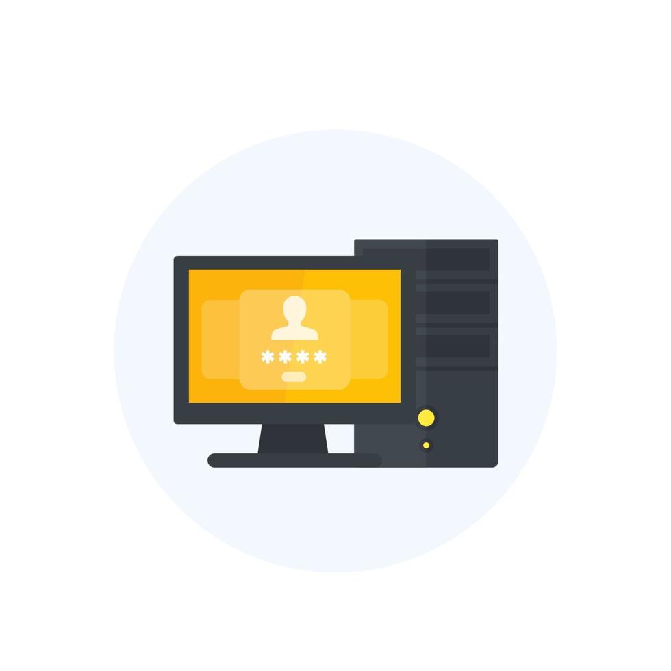 computer with password access, authentication window, vector illustration