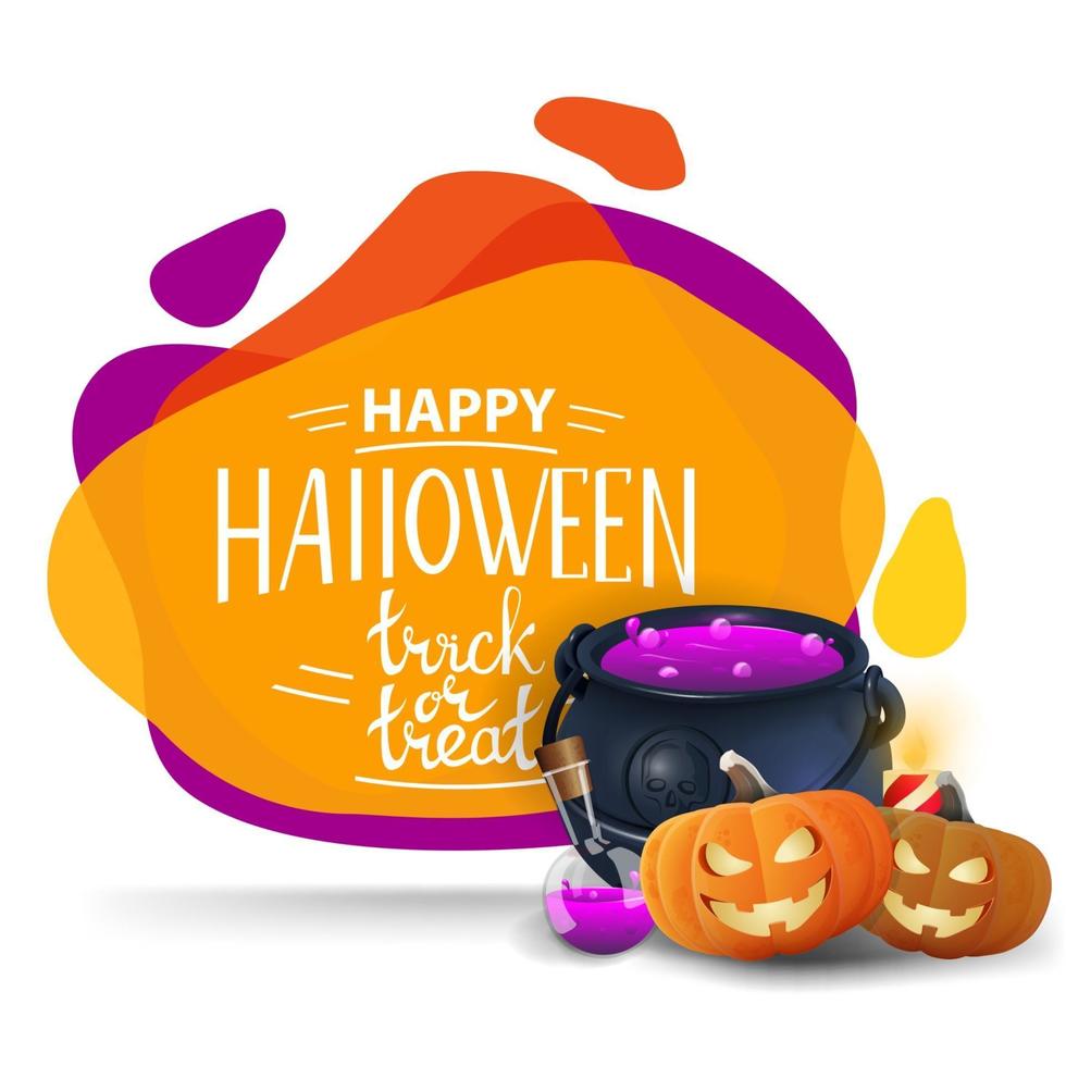 Happy Halloween, trick or treat, creative greeting colorful postcard with dynamic liquid shapes vector