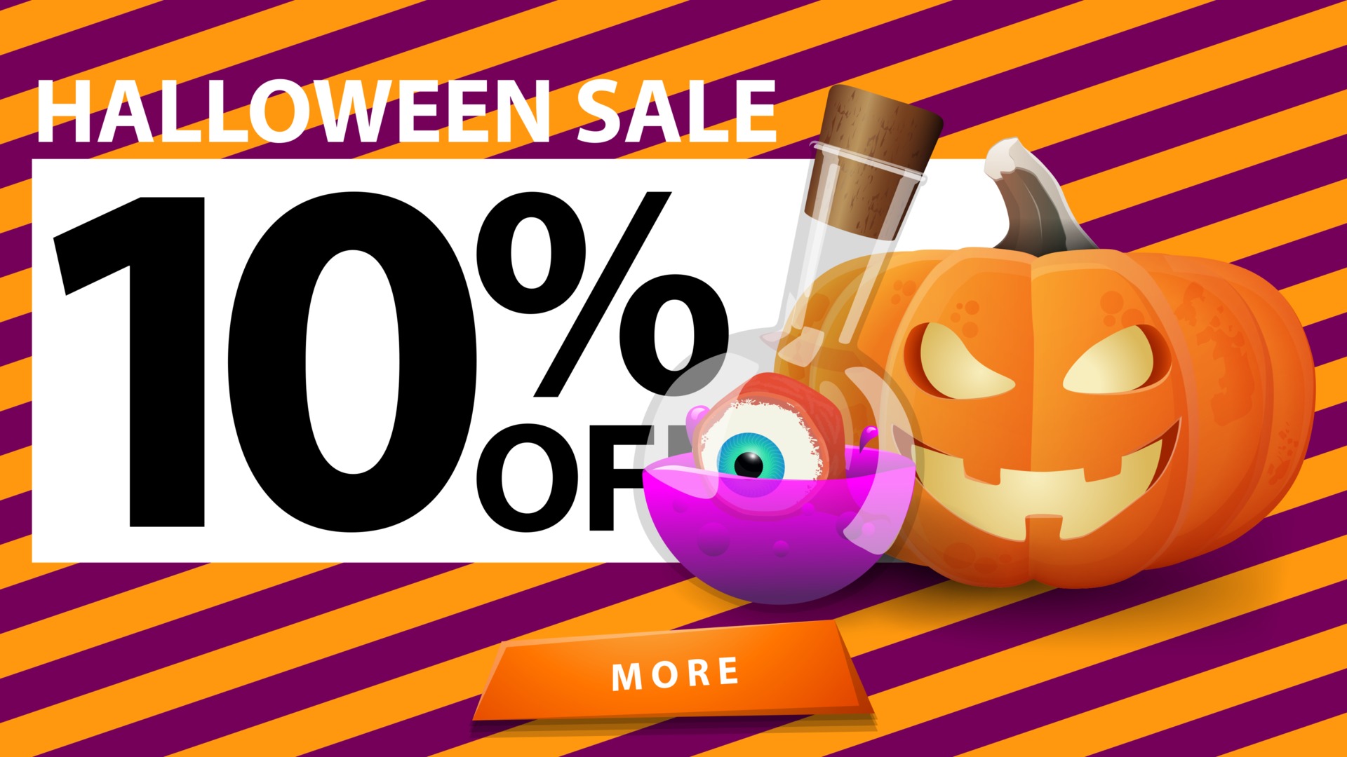 Halloween sale, up to 10 off, discount banner with halloween texture