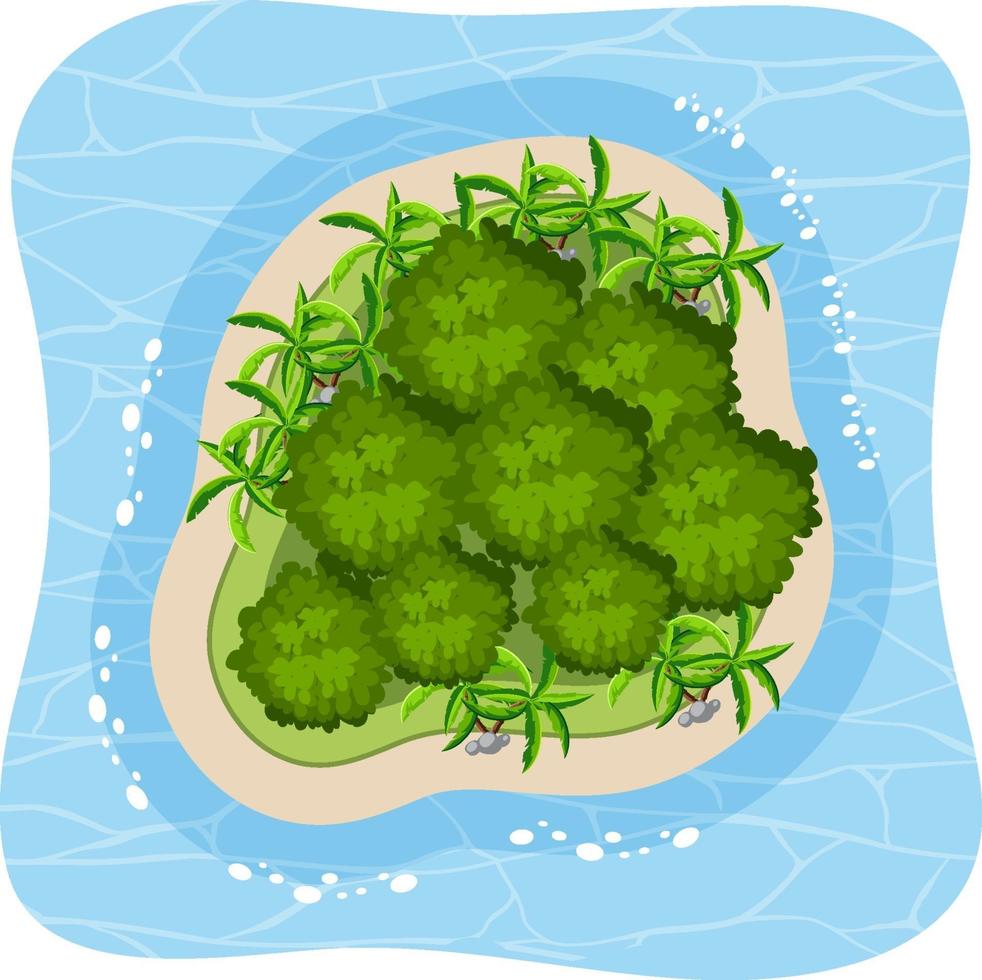 Aerial view of tropical forest island isolated vector
