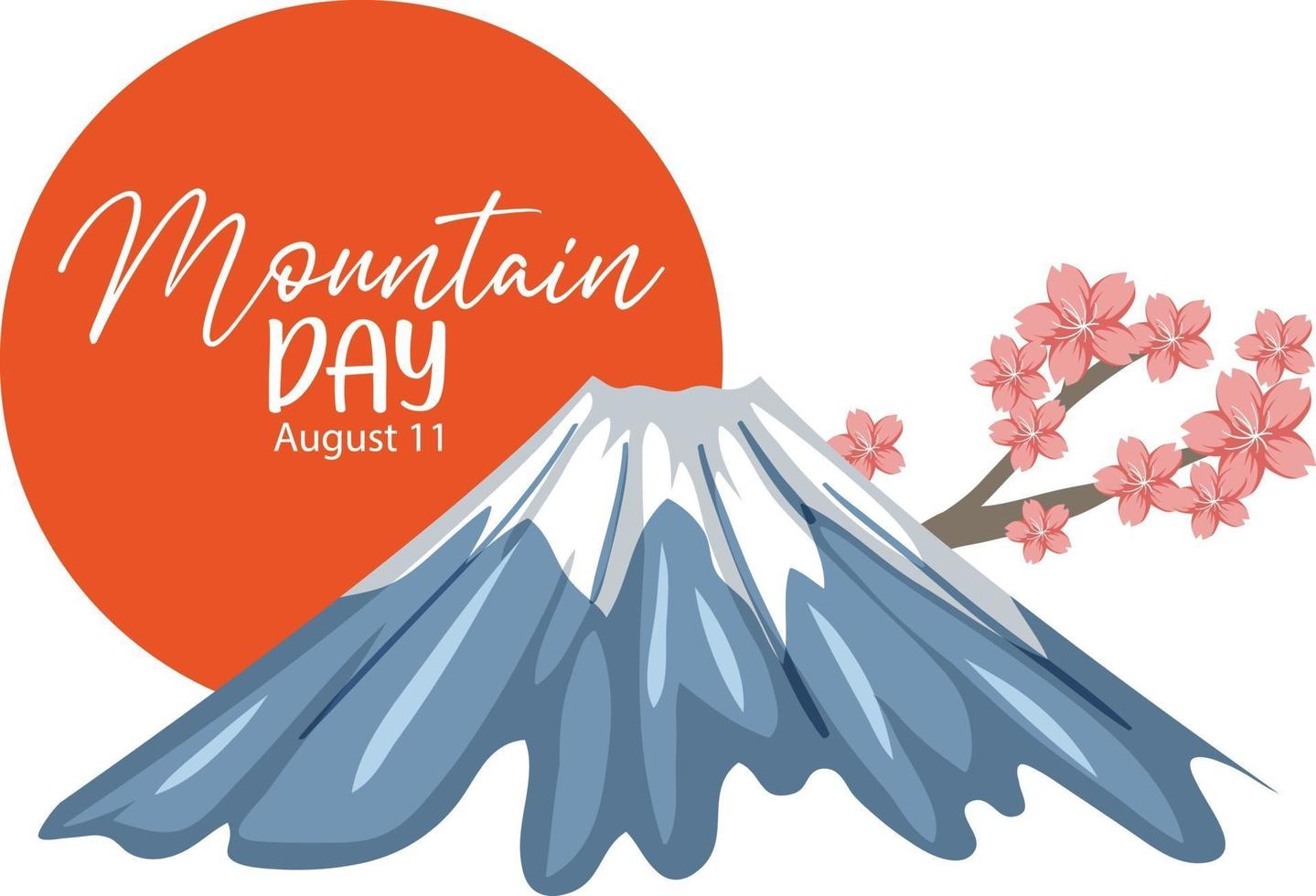 Mountain Day in Japan banner with Mount Fuji and Red Sun vector