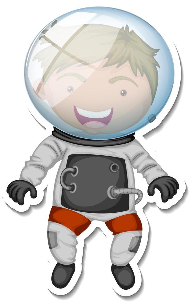 una plantilla de pegatina con un personaje de dibujos animados de astronauta aislado vector