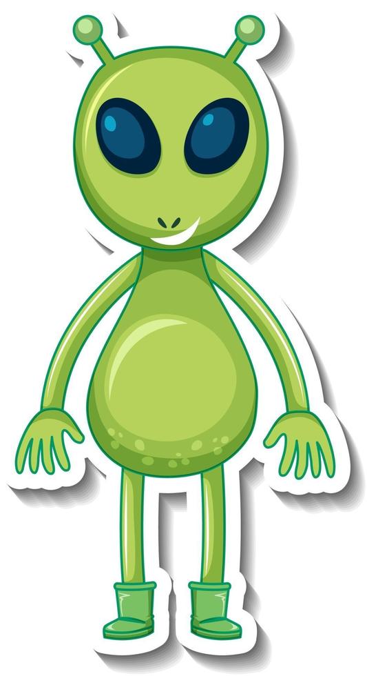 Sticker template with an alien monster cartoon character isolated vector